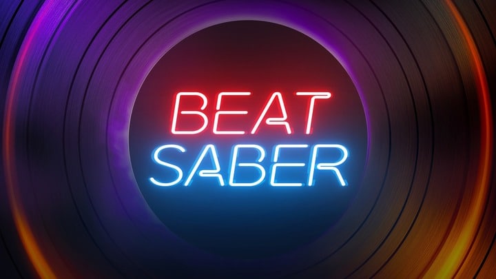 Player enjoying Beat Saber game at Adventure Vault's Virtual Reality Arcade
